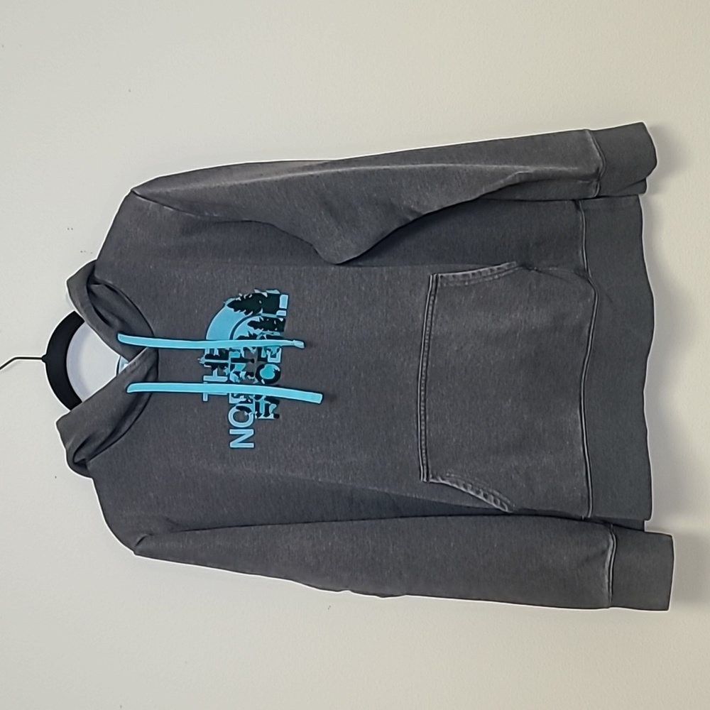 North Face Charcoal & Teal Logo Hoodie